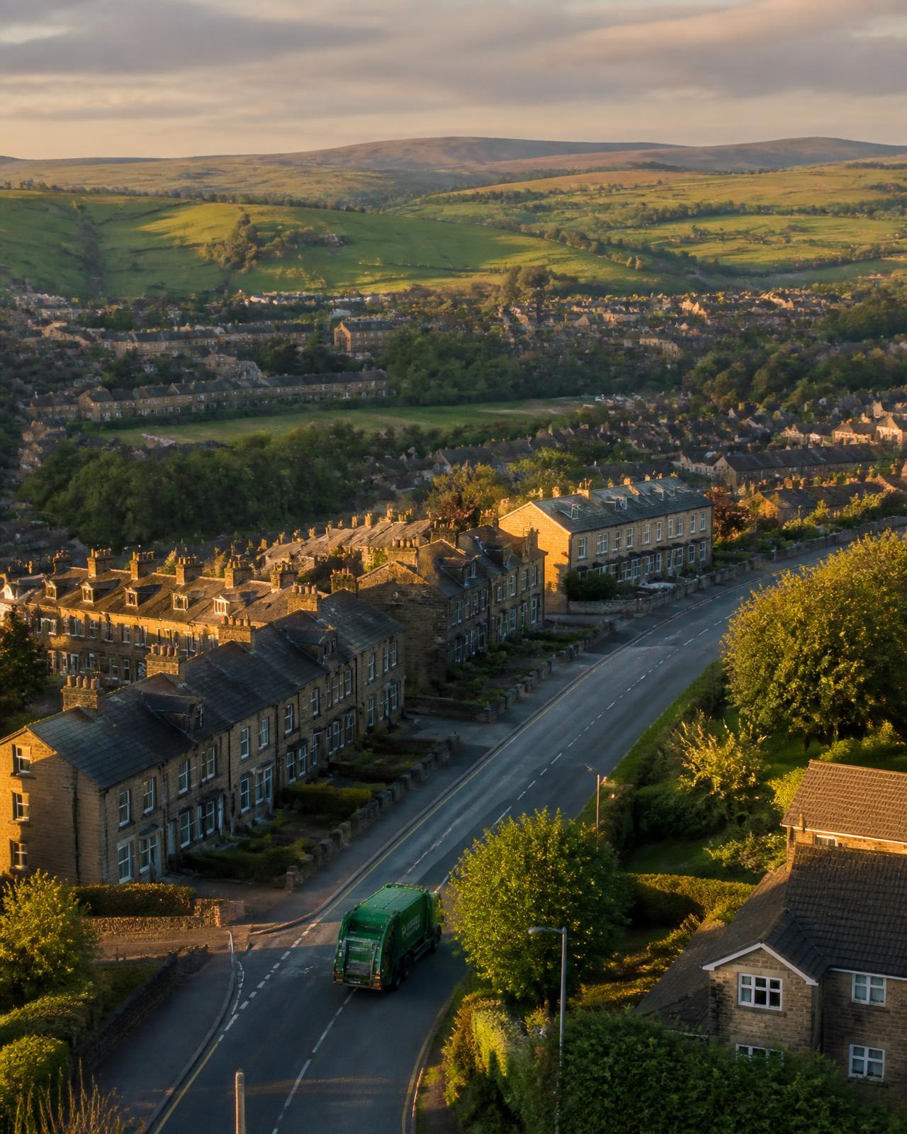 Aerial view of towns served across East Lancashire